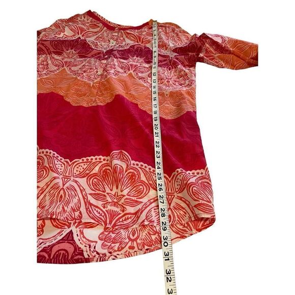 Land’s End light cotton orange and floral 1/2 button tunic - 14 - Picture 7 of 8